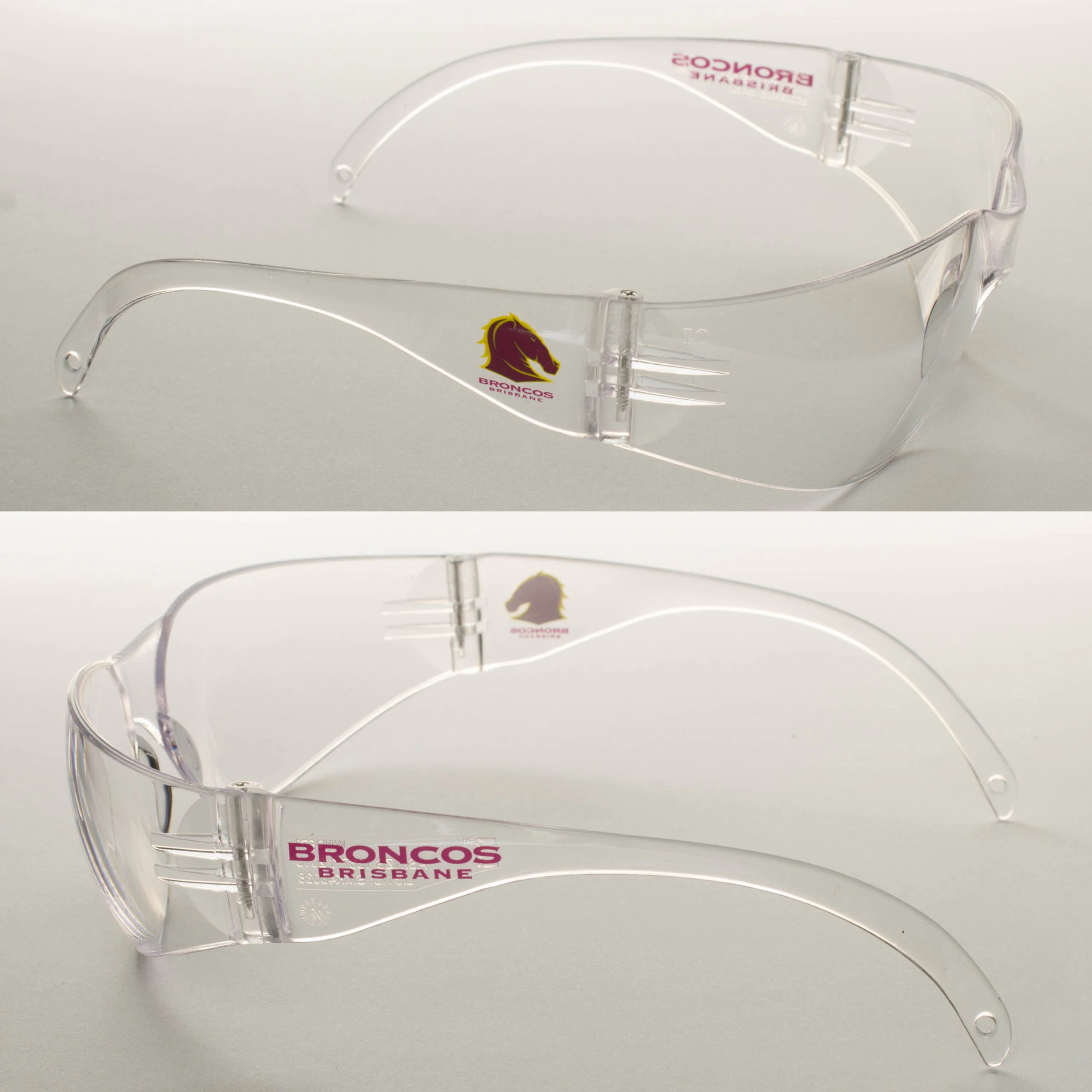 2 x Brisbane Broncos NRL Safety Eyewear Glasses Work Protect CLEAR