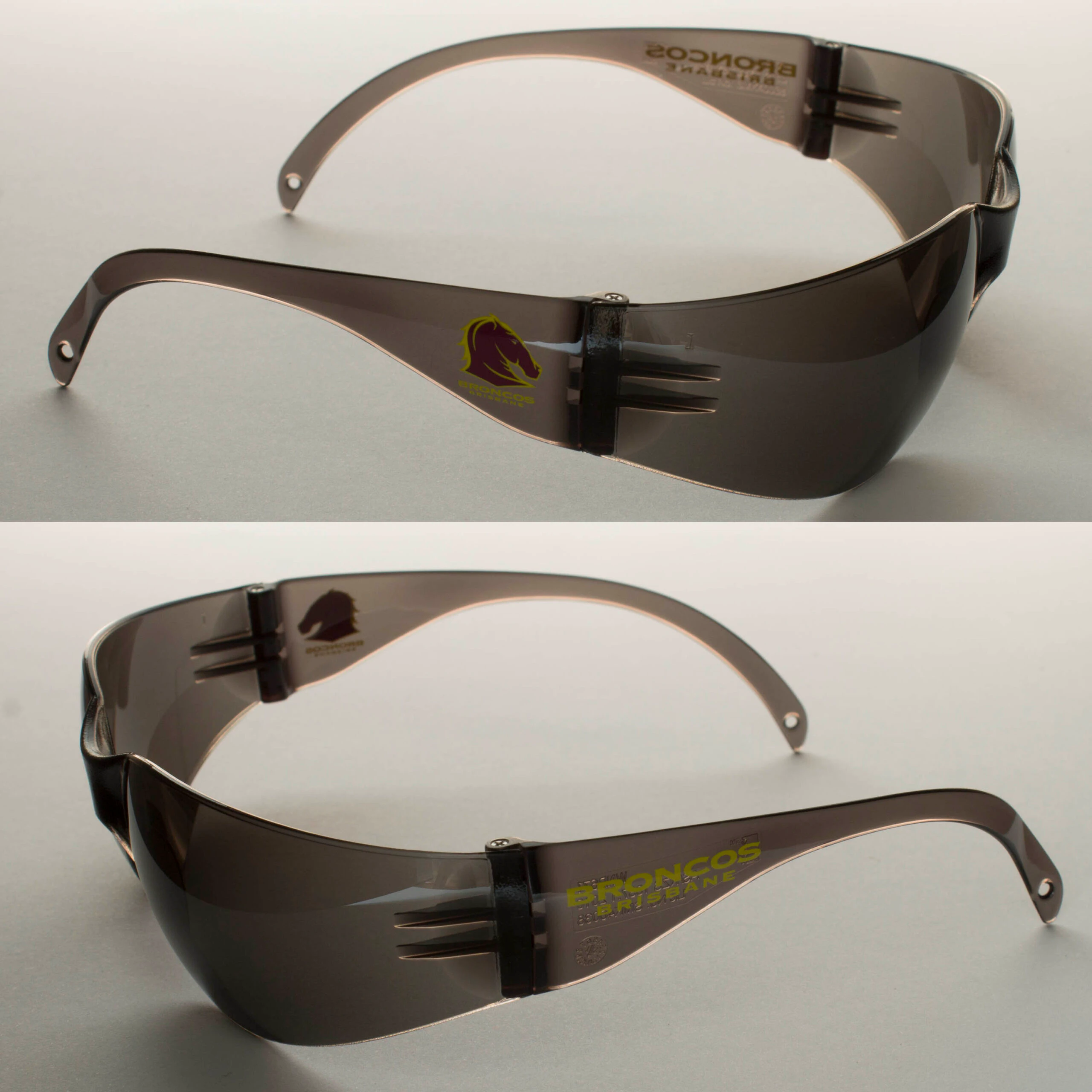 2 Brisbane Broncos NRL Safety Eyewear UV Sunglasses Glasses Work Protect SMOKE