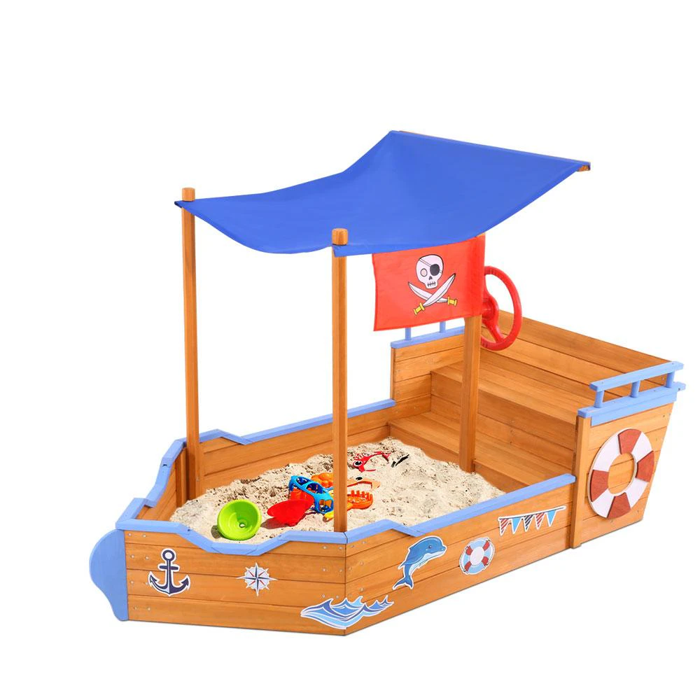 Pirate Ship Boat Sand Pit With Canopy