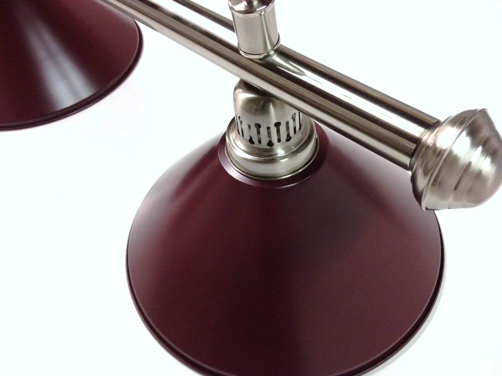 Pool Snooker Billiard Table Lighting - LARGE Brushed Light (4 x Burgundy Shades)