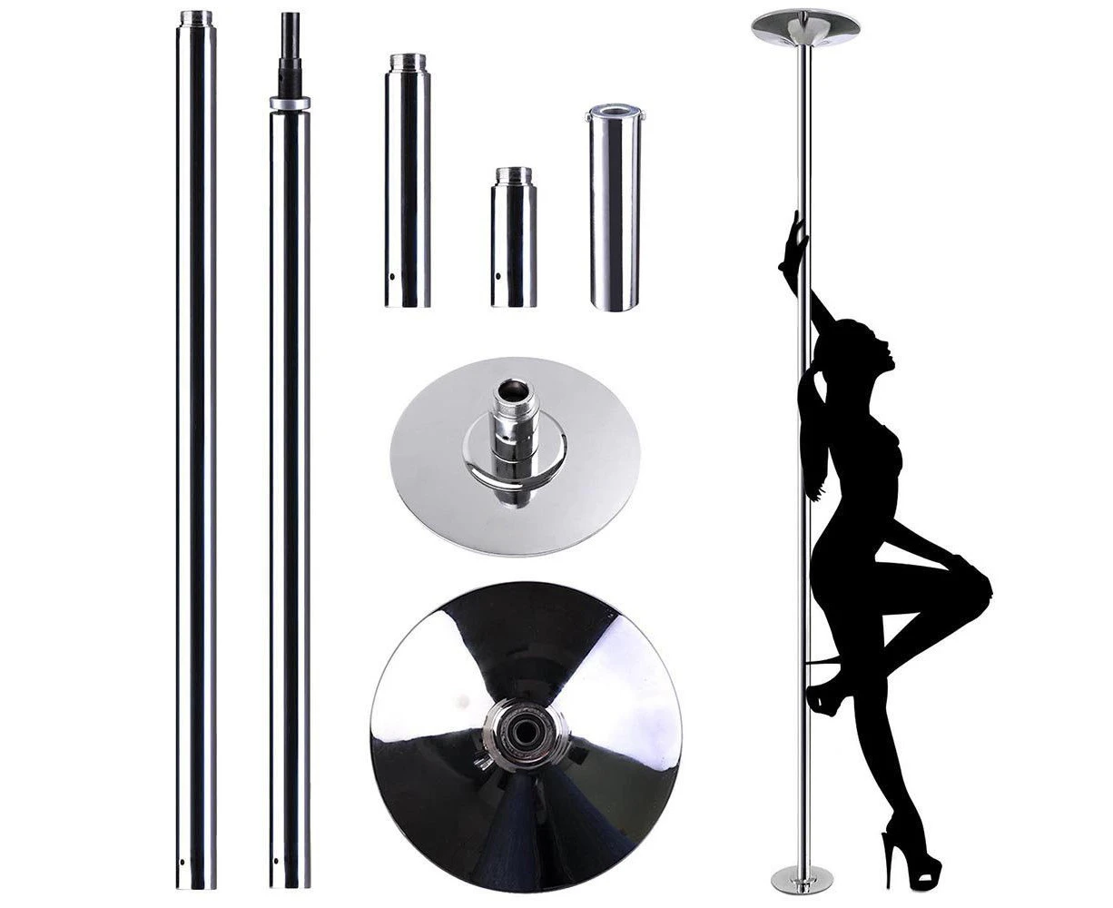 Dancing Pole Kit Static & Spinning Portable Fitness Dancing Sport Quality Chrome