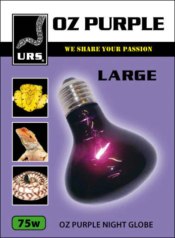 URS 75 Watt Large OZ Purple Night Globe Bulb Heating for Reptiles, Snakes, Lizards