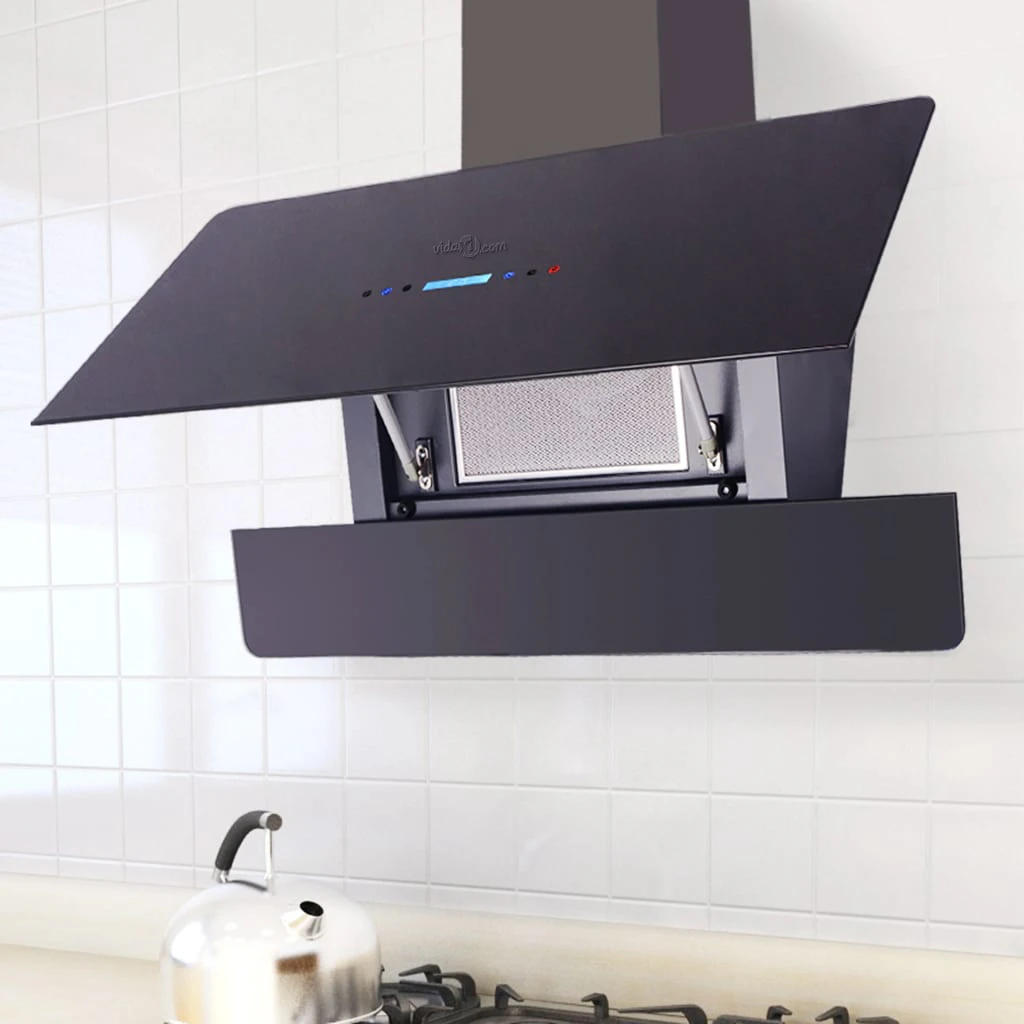 vidaXL Range Hood with Touch Display Black 900 mm