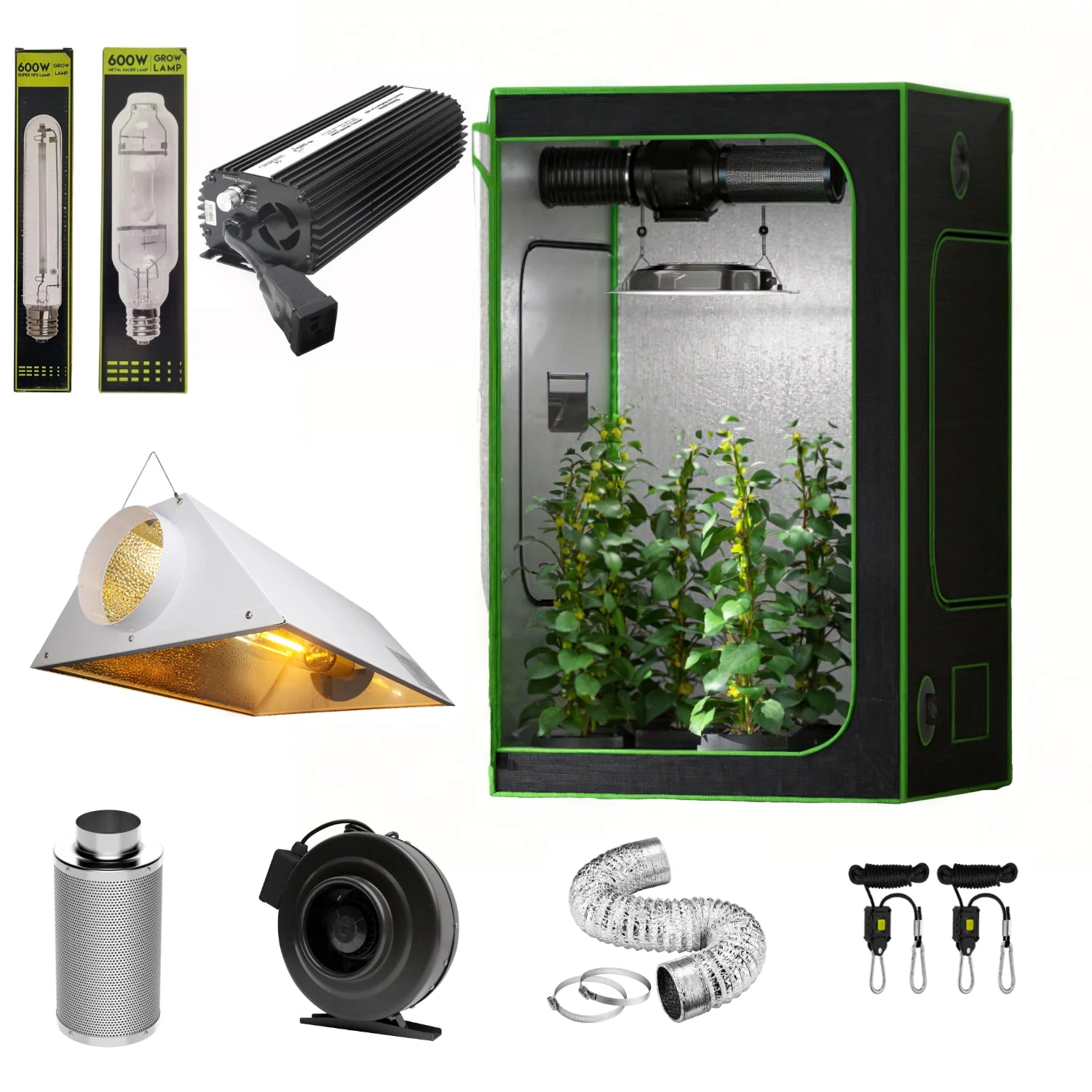 EverGrow Pro Series 3x3 ft (90x90x180 cm) Hydroponic Grow Tent Full Bundle Kit