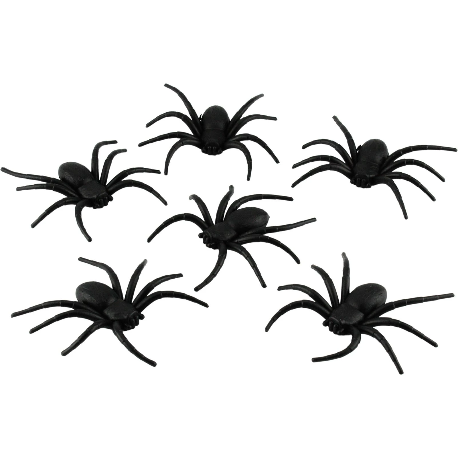 Creepy Black Plastic Spiders (Pack of 6)