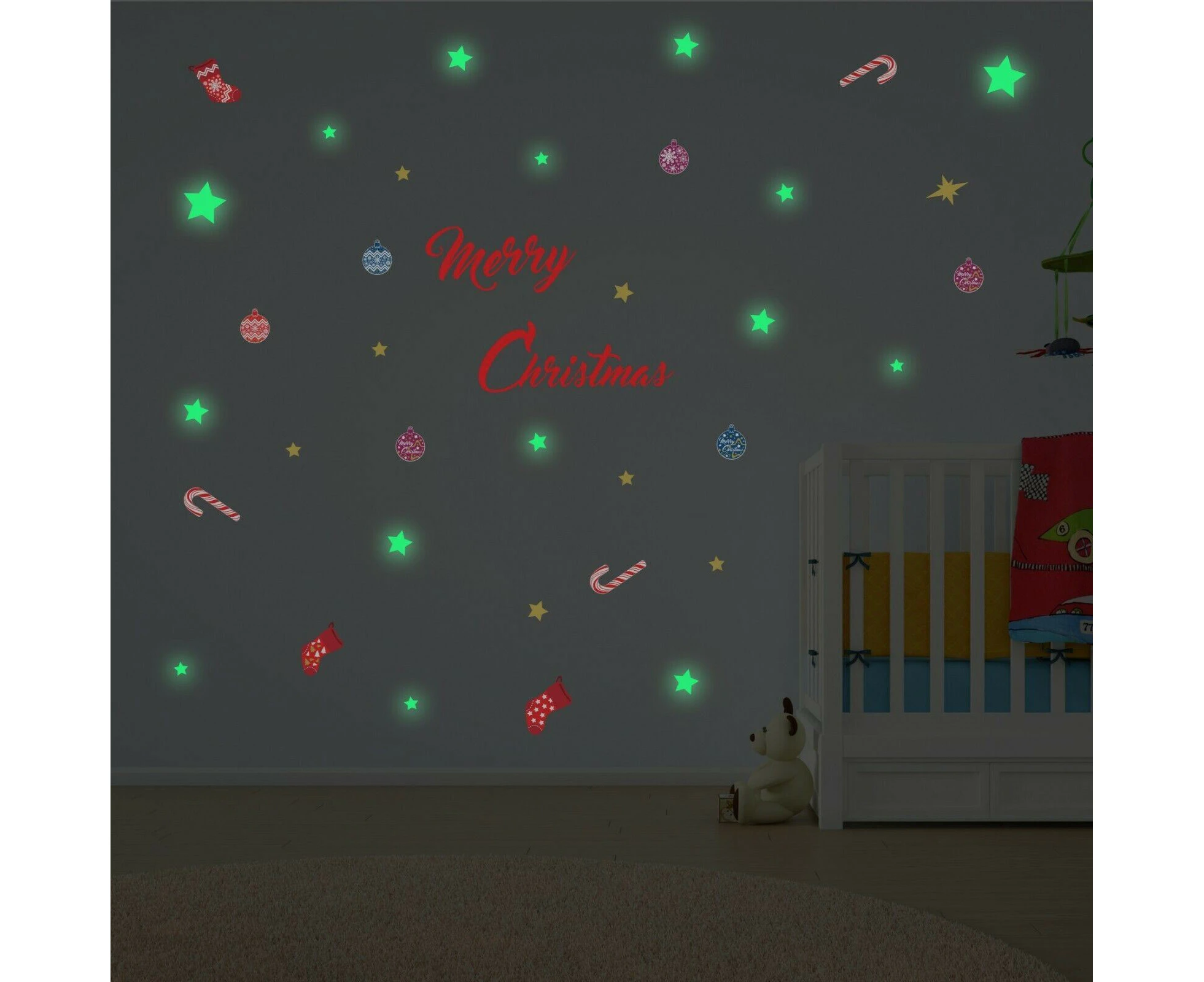 Glow In Dark Wall Sticker Joyous Holiday Diy Night Kids Bedroom Christmas Decor