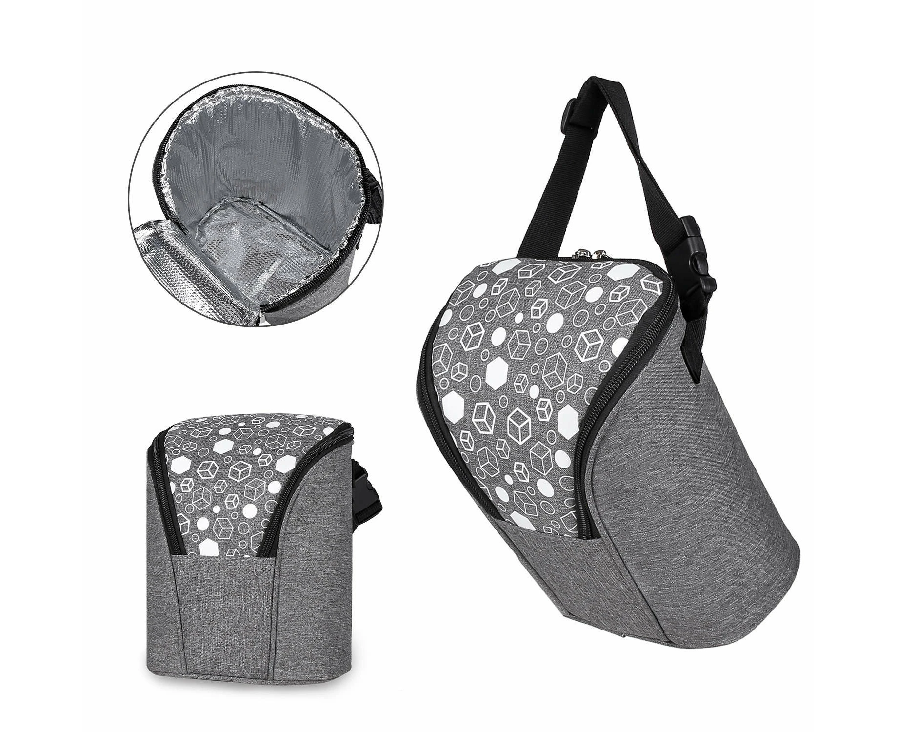 Insulated Baby Bottle Bag Breastmilk Cooler Bag, Reusable Baby Bottle Tote Bag,Grey