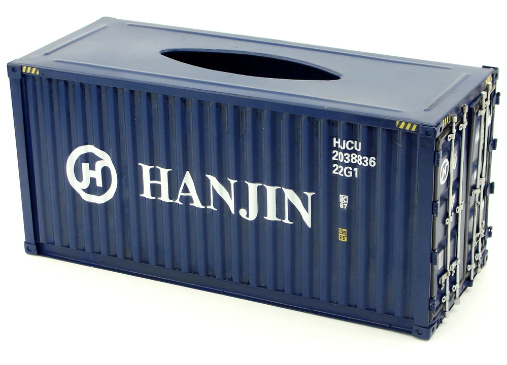 Hanjin Vintage Diecast Metal Cargo Container Tissue Box