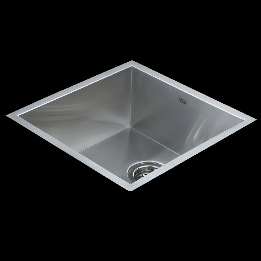 BRIENZ Stainless Steel Kitchen Sink - 440mm Single Bowl Square Corners - Under/Top Mount