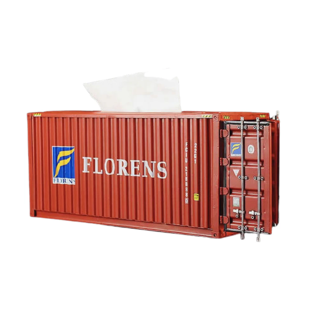 Florens Vintage Diecast Metal Cargo Container Tissue Box