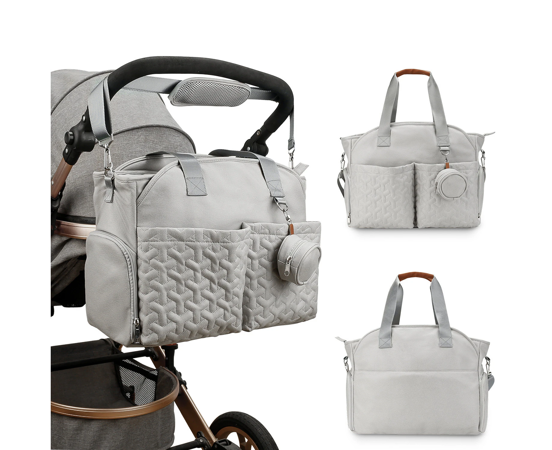 Baby Diaper Bag Tote Travel Nappy Bag,Lightgrey