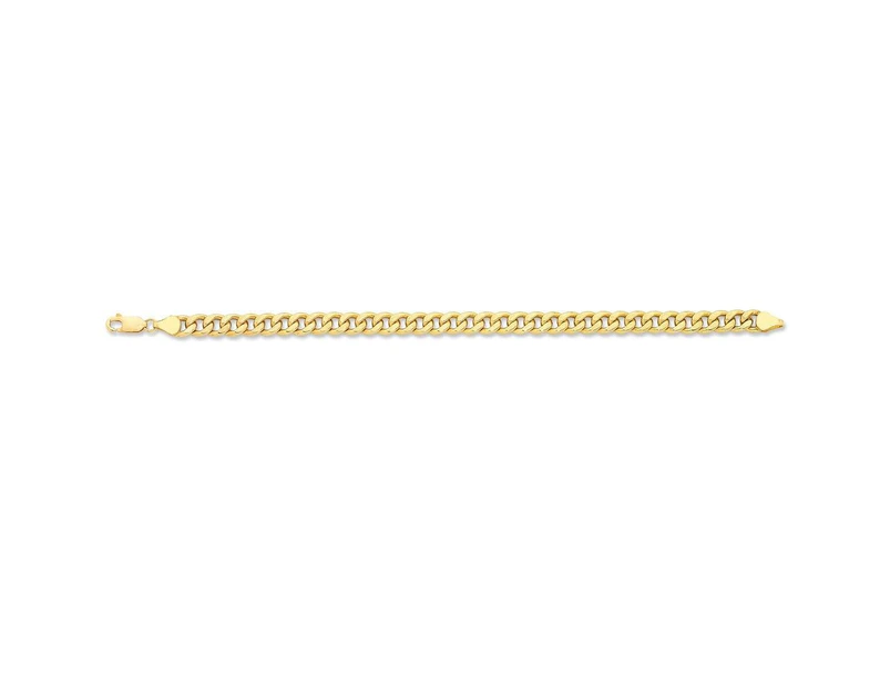 Bevilles Curb Link Bracelet 9ct Yellow Gold Infusion 19cm