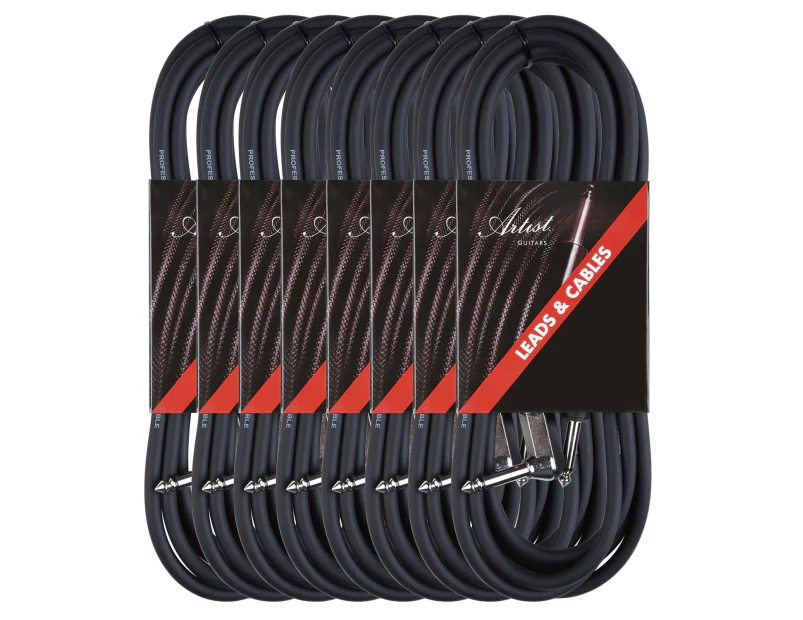 Artist GX10R 10ft (3m) Deluxe Guitar Cable/Lead - 1 Right Angle 8 pack