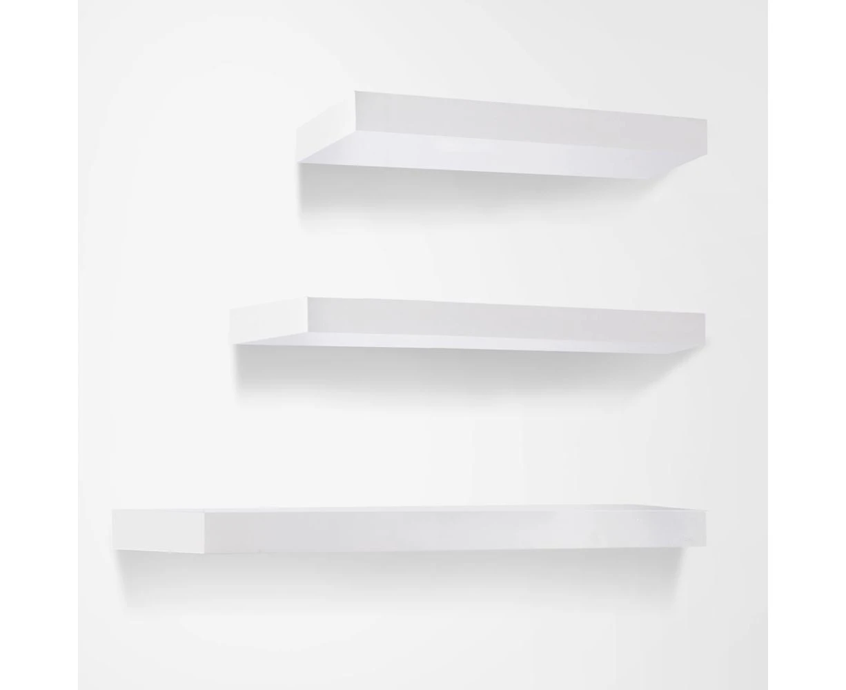 3 Piece Floating Wall Shelves - White