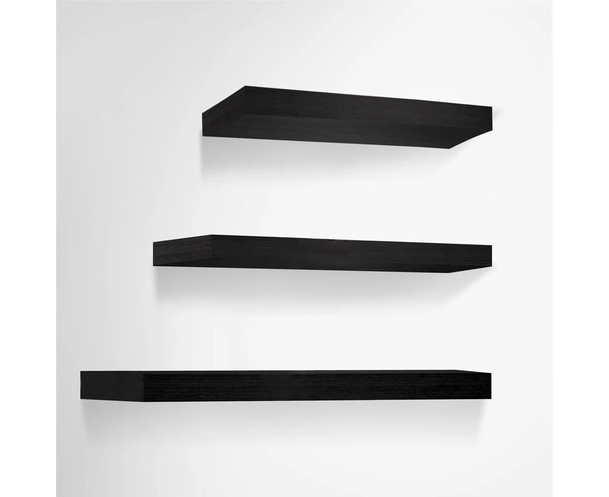 3 Piece Floating Wall Shelves - Black