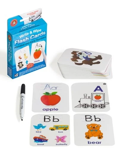 Learning Can Be Fun - Write & Wipe Alphabet & Early Numbers Flash Cards with Marker