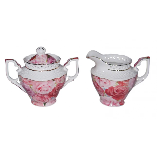 Elegant Kitchen China Enduring Rose Sugar and Creamer Milk Set