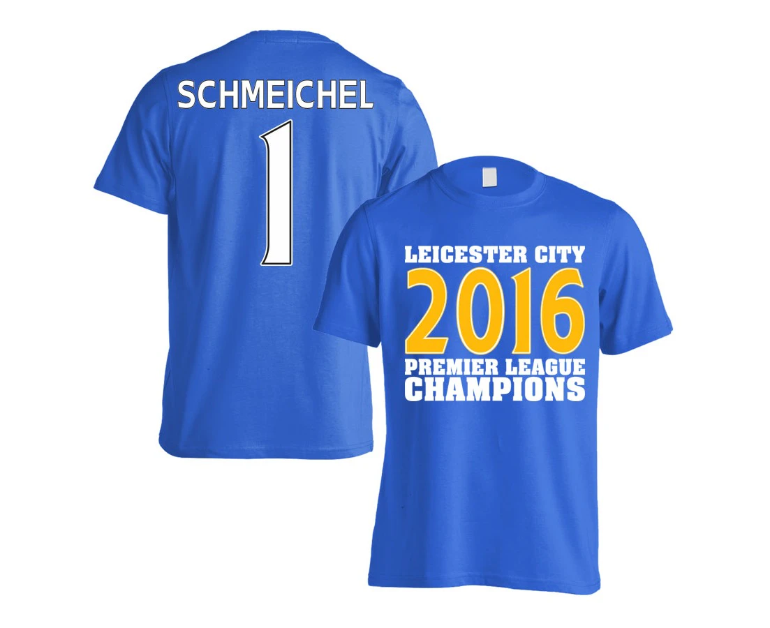 Leicester City 2016 Premier League Champions T-Shirt (Schmeichel 1) Blue