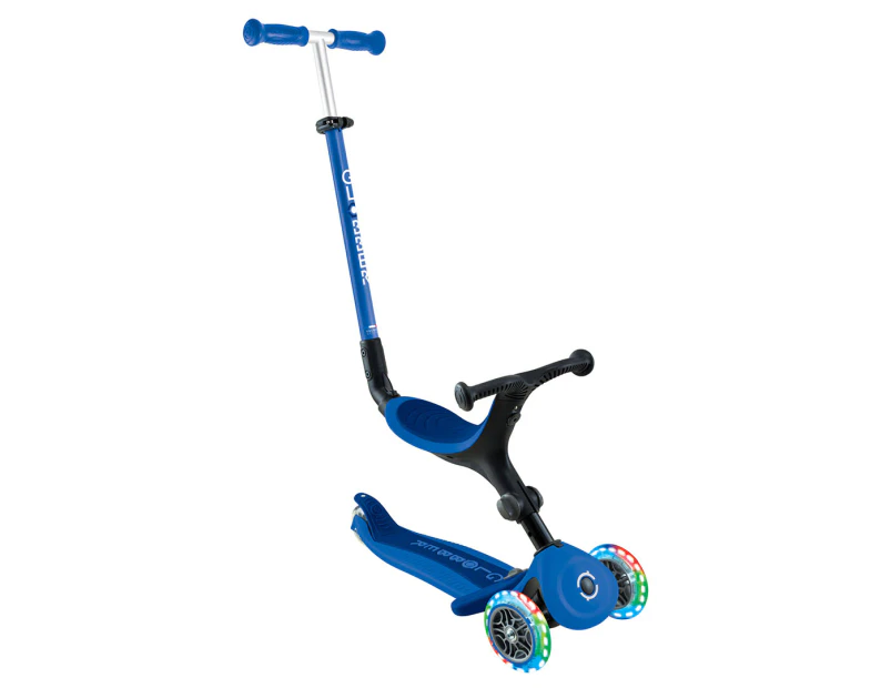 Globber Kids' Go Up Active Scooter w/ Lights - Navy Blue/Dark Blue