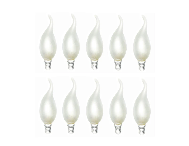 E14 Flame Tip Fancy Chandelier Candle Globes - Pack of 10 Frosted