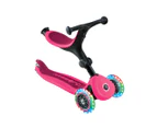 Globber Kids' Go Up Active Scooter w/ Lights - Fuschsia/Dark Pink