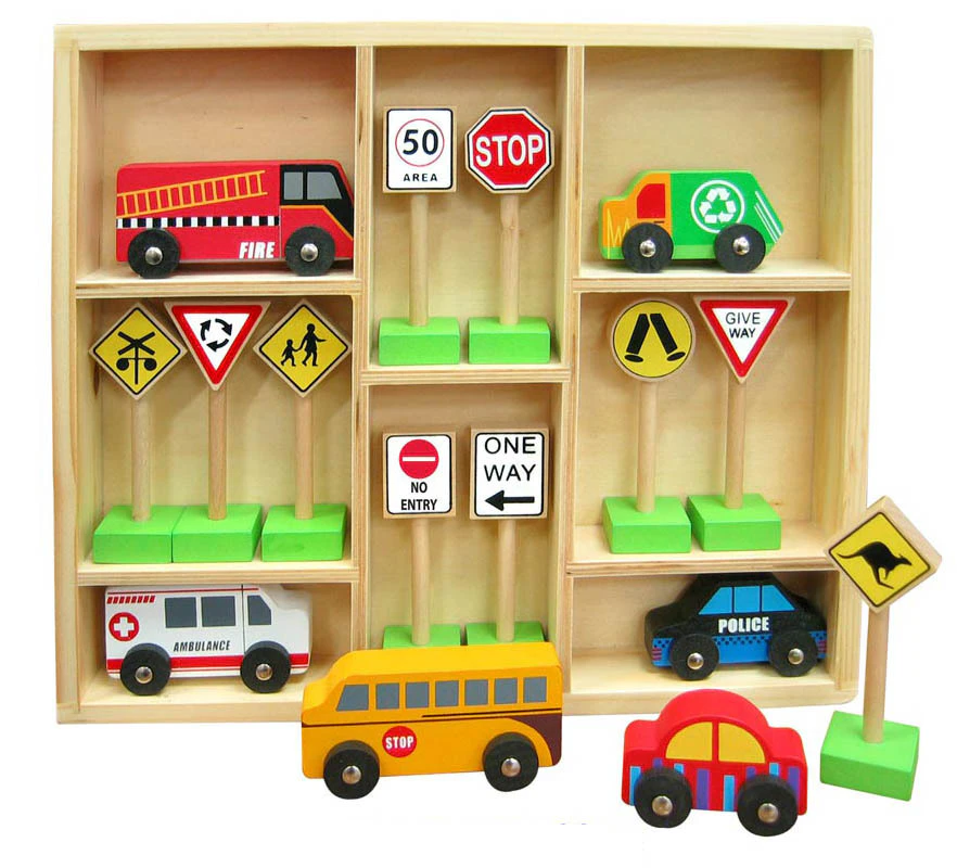 Wooden Cars and Traffic Signs