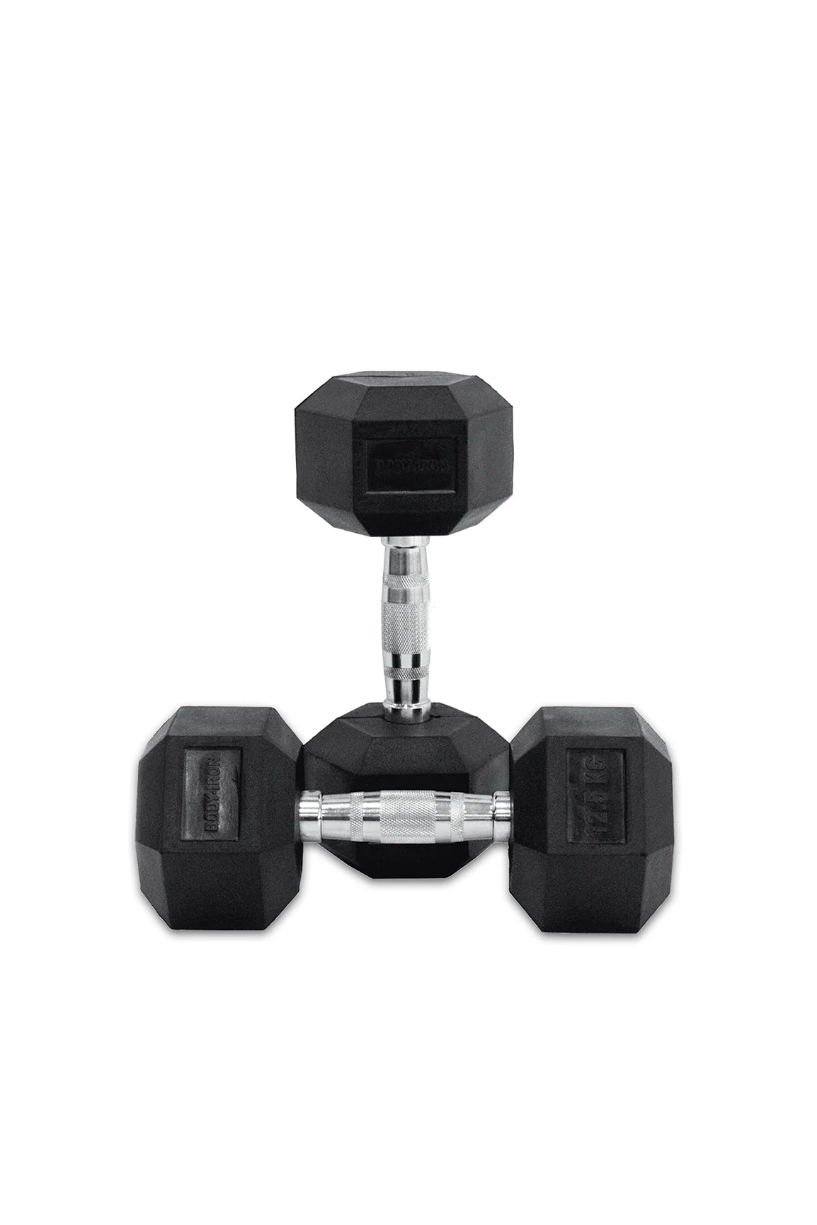 12.5 kg Body Iron Commercial Rubber Hex Dumbbell Pair