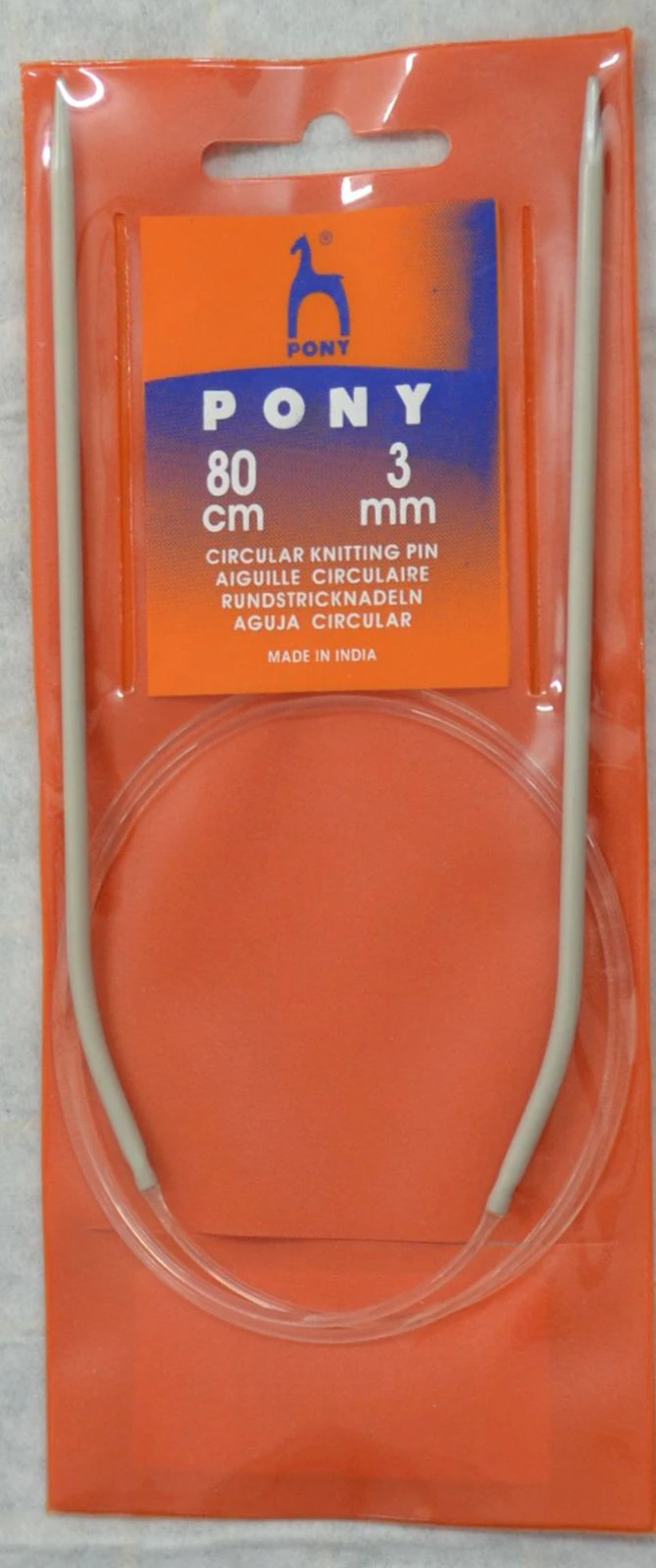 Pony Circular Knitting Needle, 80cm Long, 3mm