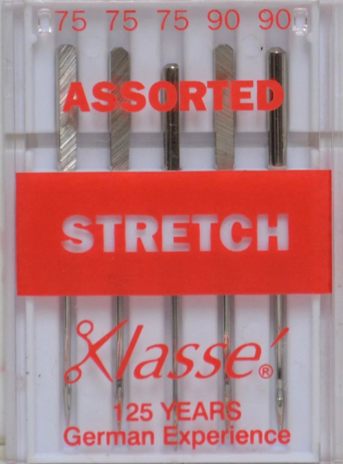 Klasse Sewing Machine Needles STRETCH Regular Assorted (75; 90), Pack of 5 Needles