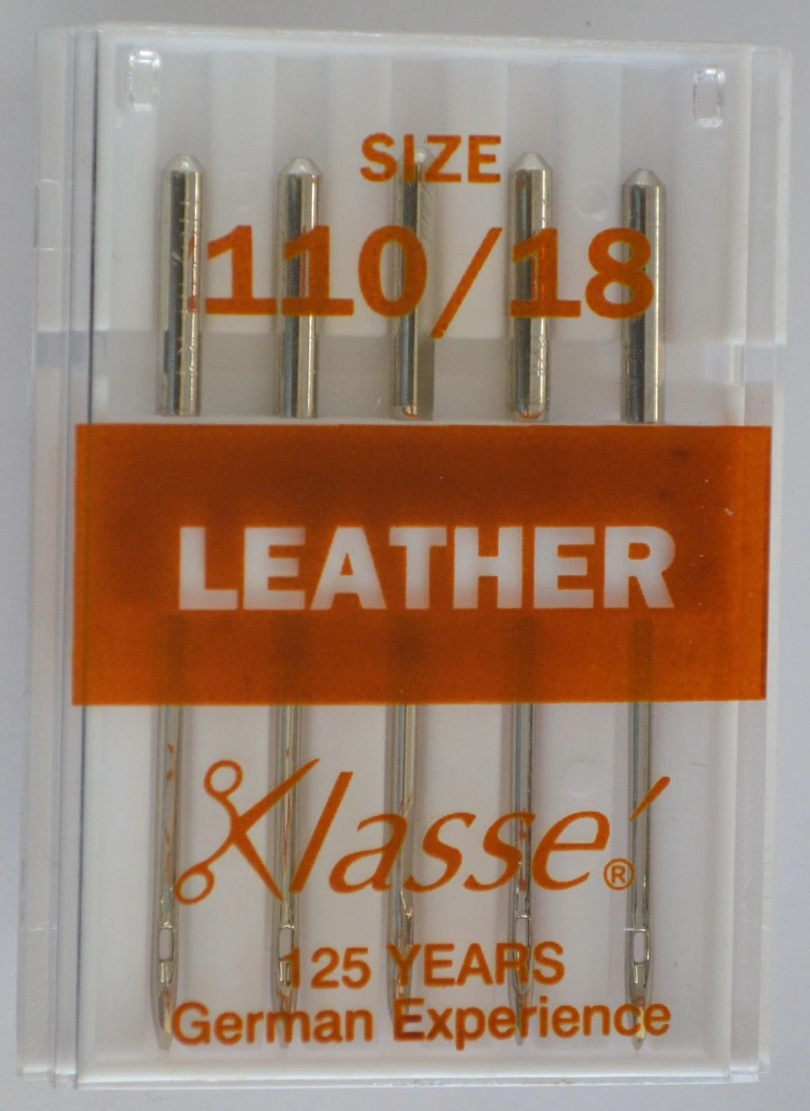 Klasse Sewing Machine Needles, LEATHER Size 110 / 18, Pack of 5 Needles