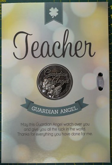 Teacher, Guardian Angel, Card & Lucky Coin, 115 x 170mm, Luck Coin 35mm, A Beautiful Gift