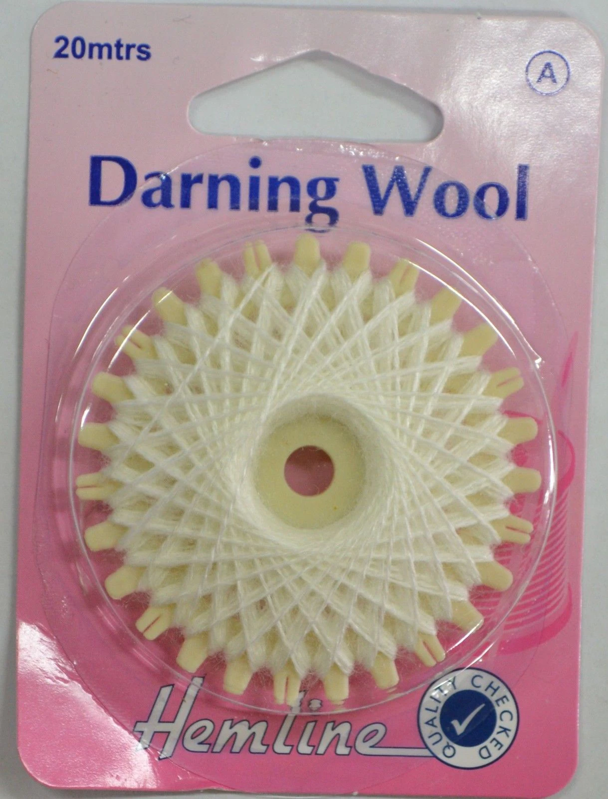 Hemline Darning Wool, 20 metres, WHITE, Strong yarn for darning socks, pullovers, jumpers etc.