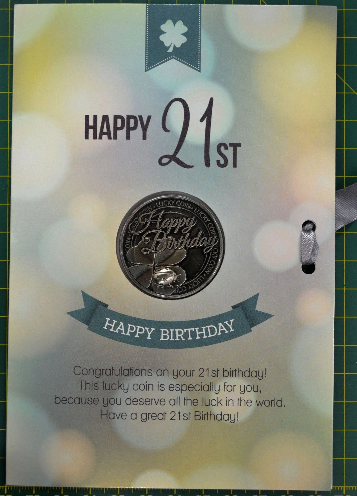 Happy 21st Birthday Card & Lucky Coin, 115 x 170mm, Luck Coin 35mm, A Beautiful Gift