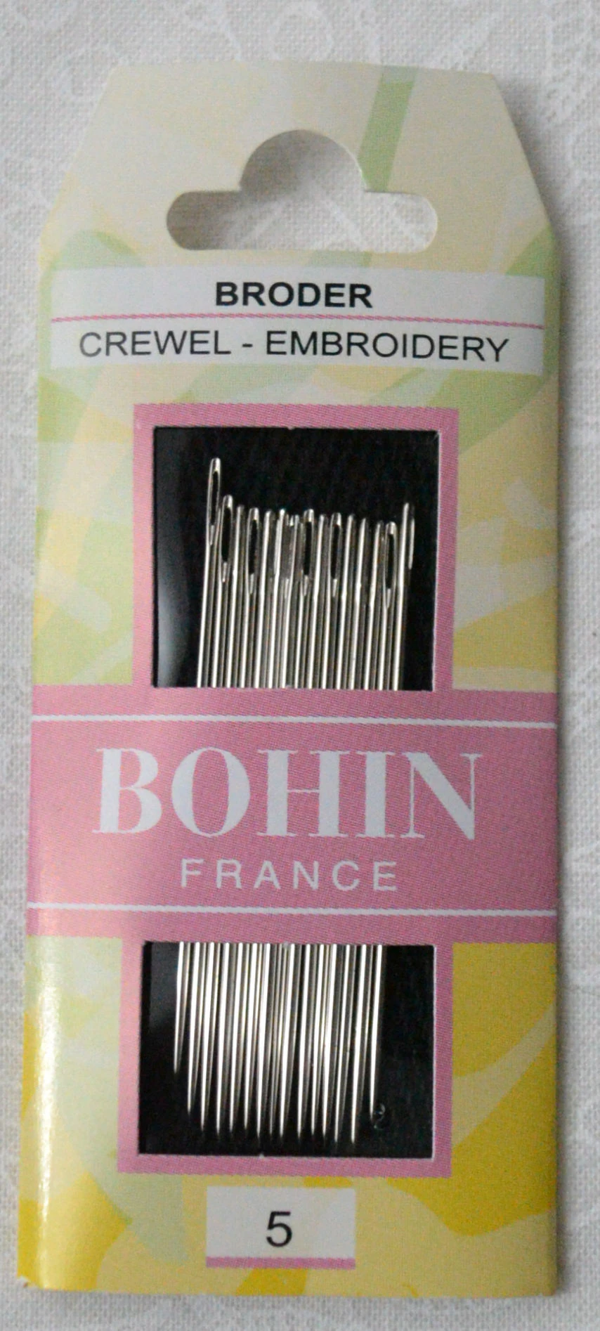 Bohin Crewel Embroidery Needles, Size 5, Pack of 15