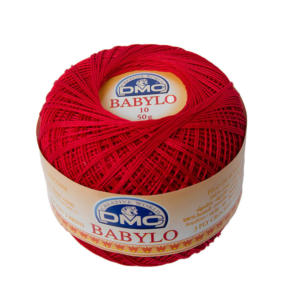 DMC Babylo Size 10, #321 Red Crochet Cotton, 50g Ball