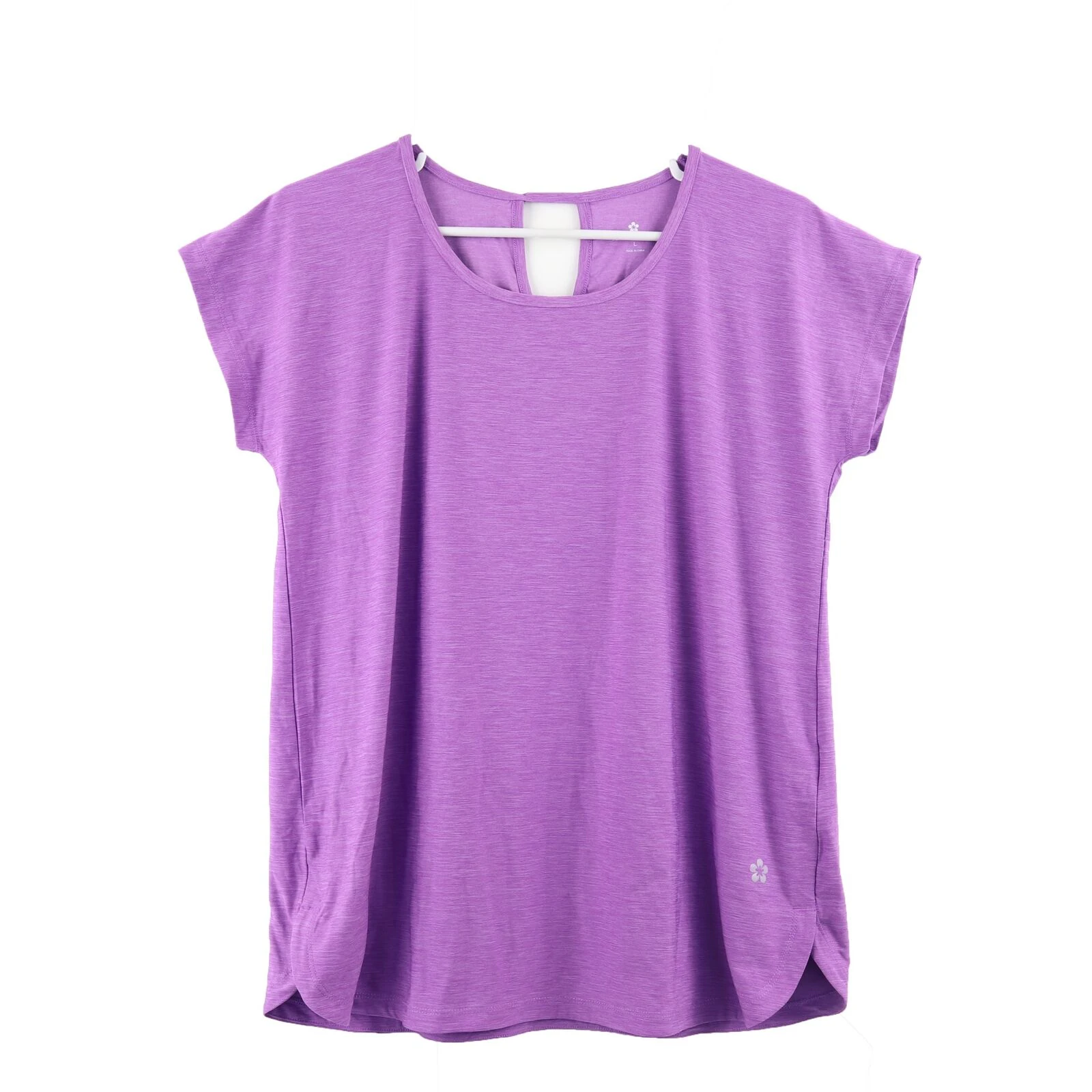 TUFF Women's Active Yoga Keyhole Tee, 94% Polyester/6% Elastane - Purple