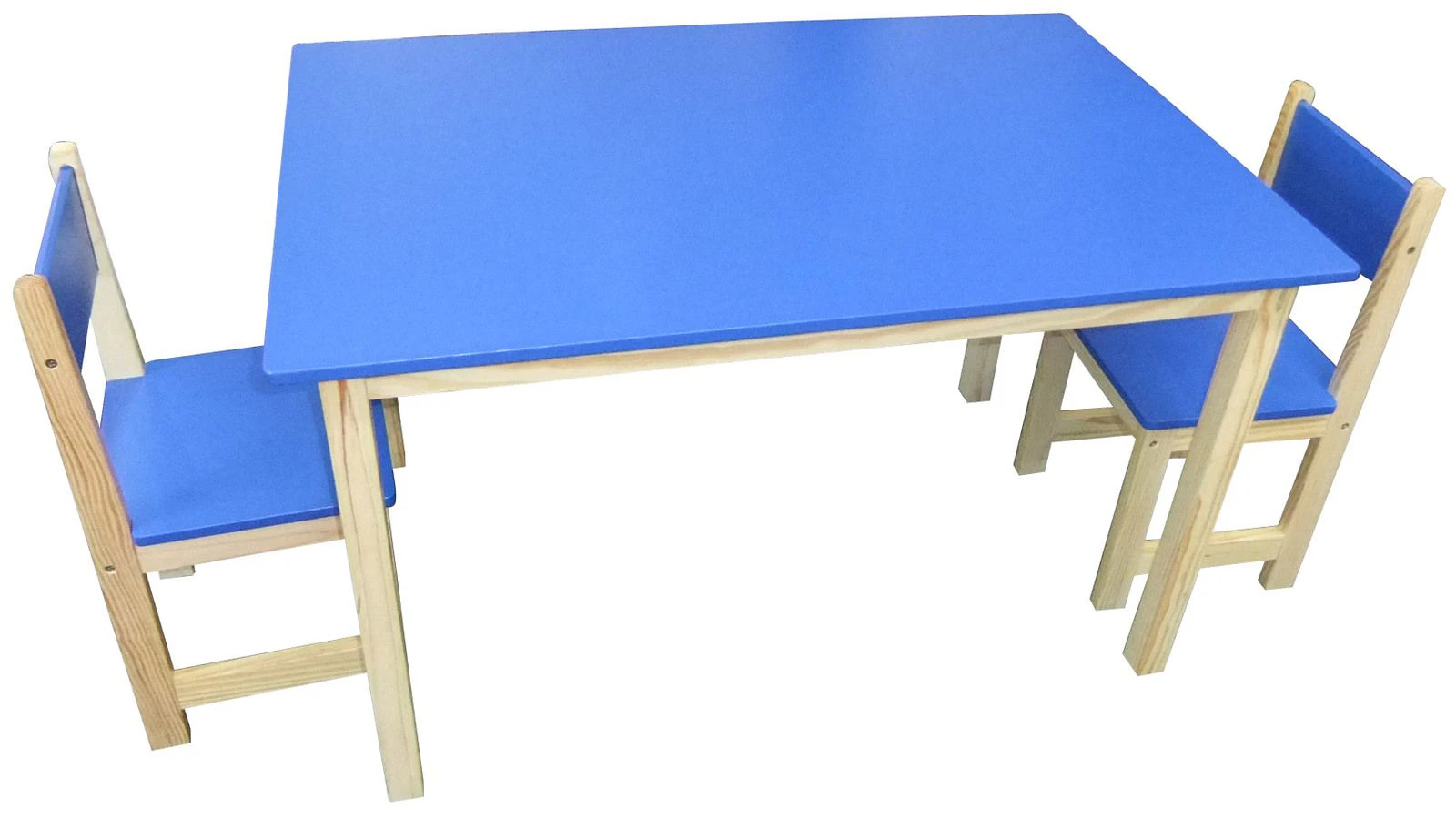 Jay Wooden Rectangle Table + 2 Chairs Set- BLUE