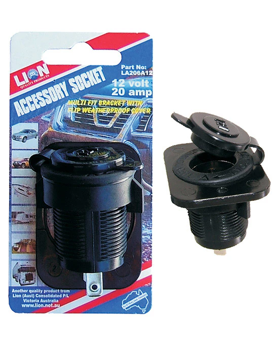 Lion 12 Volt Accessory Socket Interior/Exterior Weatherproof Flip Cover