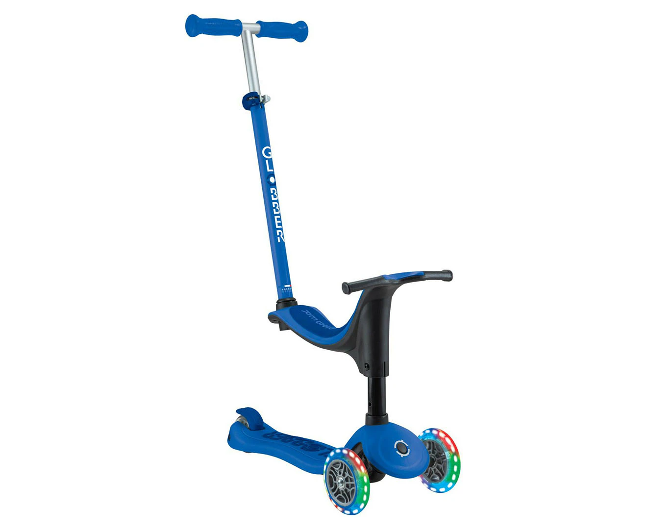 Globber Kids' Go Up Sporty V2 Scooter w/ Lights  - Navy Blue/Dark Navy Blue