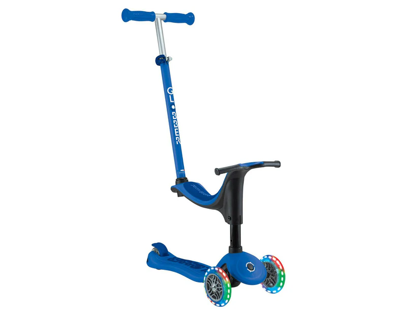 Globber Kids' Go Up Sporty V2 Scooter w/ Lights  - Navy Blue/Dark Navy Blue