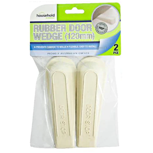 2pce Rubber Door Stopper Wedge Heavy Duty Jumbo 12cmx4.1cm Non Slip