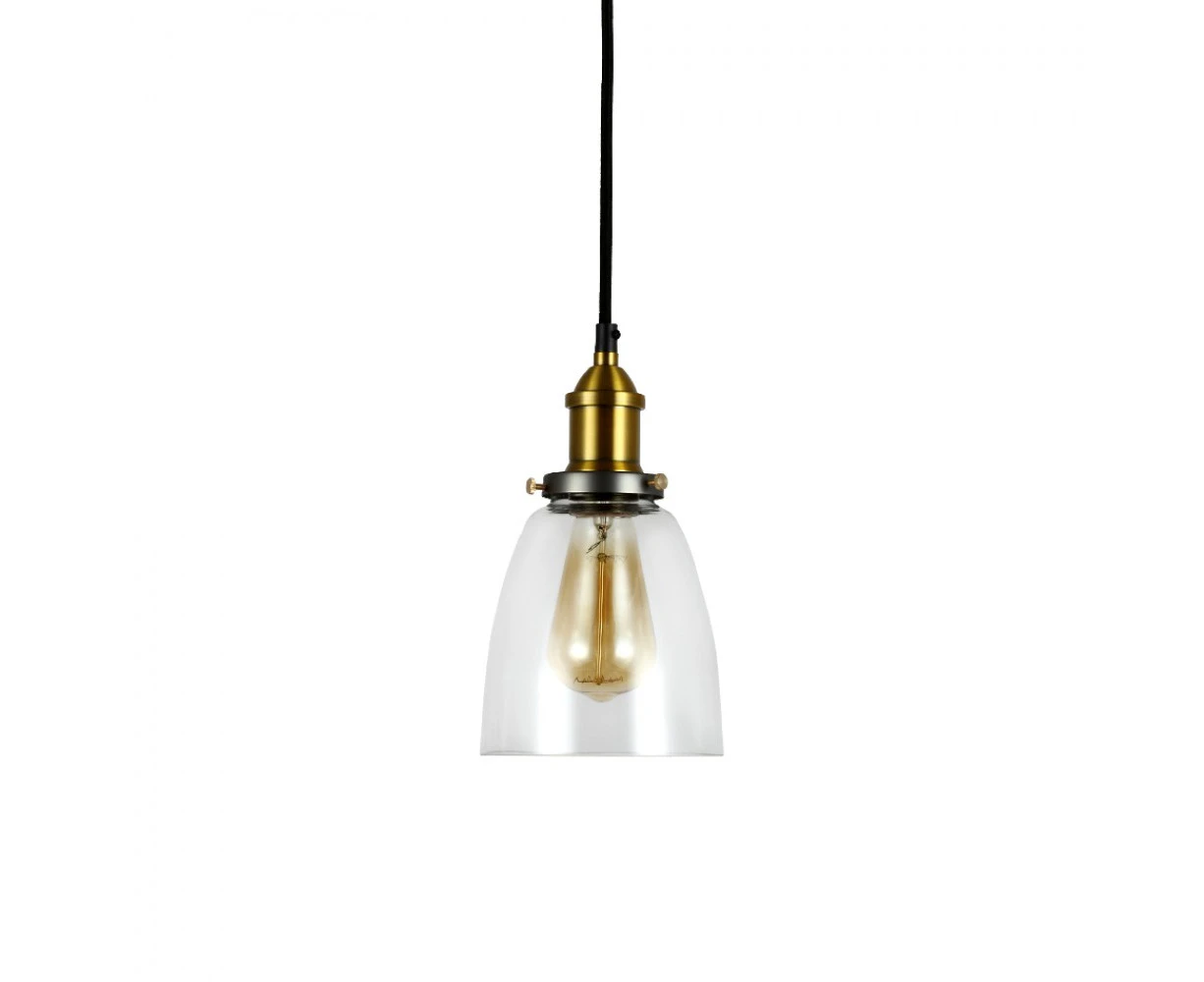 Amonson Lighting Clear Glass Cloche Filament Pendant Light