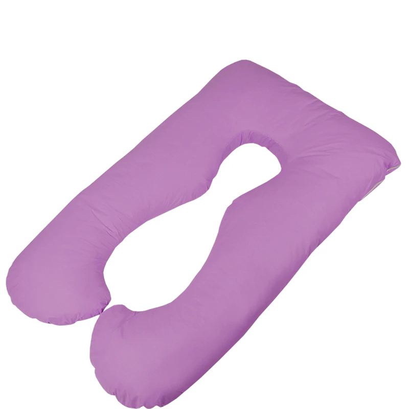 U-Shaped Maternity Full Body Support Pregnancy Pillow Soft Cotton Cover Purple