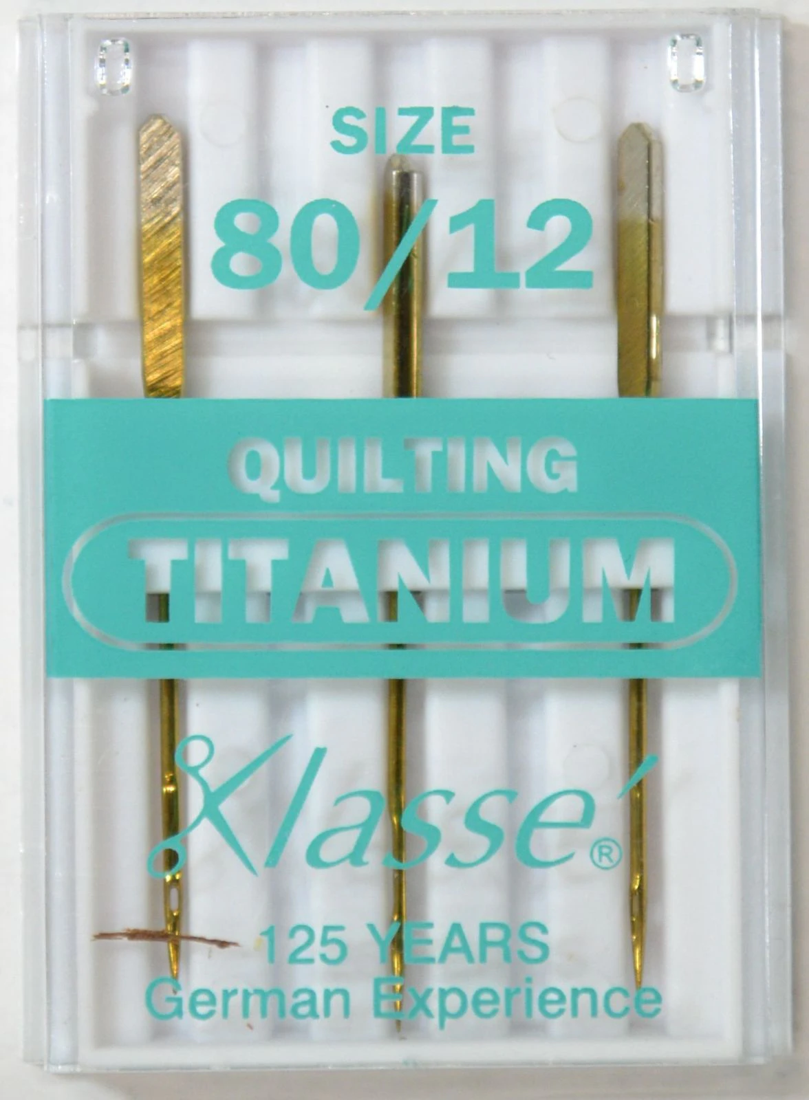 Klasse Sewing Machine Needles, QUILTING TITANIUM Size 80 / 12, Pack of 3 Needles