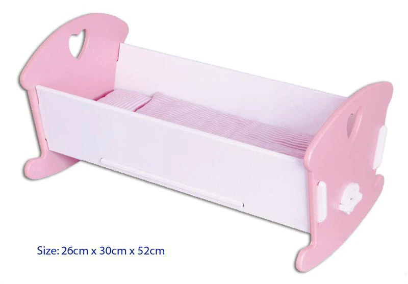 Fun Factory Wooden Doll Cradle / Cot Bed including Bedding