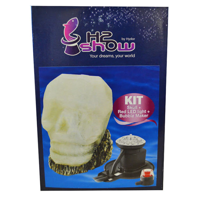 Hydor H2Show Skull Red Bubble Maker Red Led Light