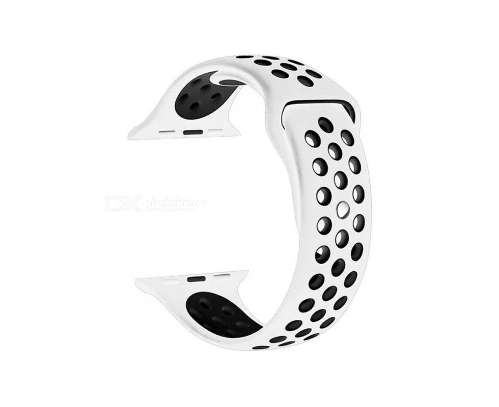 NewBee NB-WAT-38MMWB Sports Silicone Bracelet Strap Band For Apple Watch iWatch 38mm White/Black