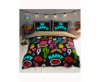 Be Happy Neon Single Duvet Cover and Pillowcase Set