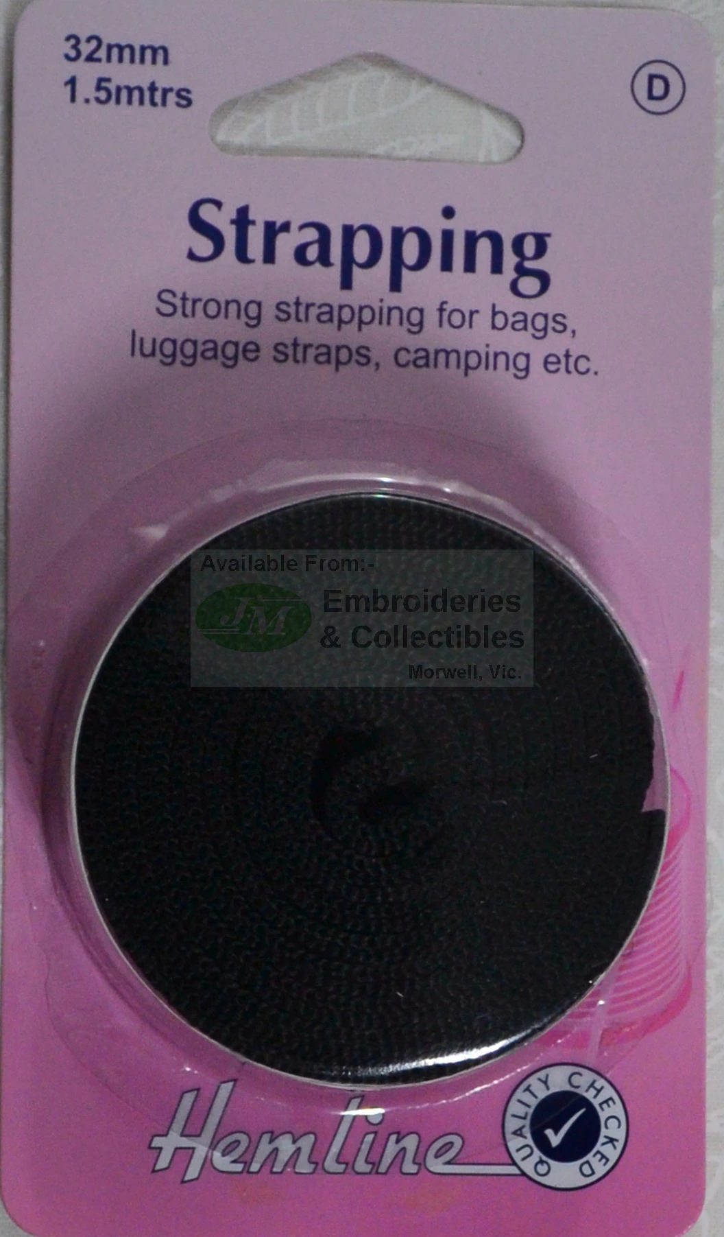 Hemline Strapping 32mm x 1.5m, Strong Strapping For Bags, Luggage Straps, Camping etc.