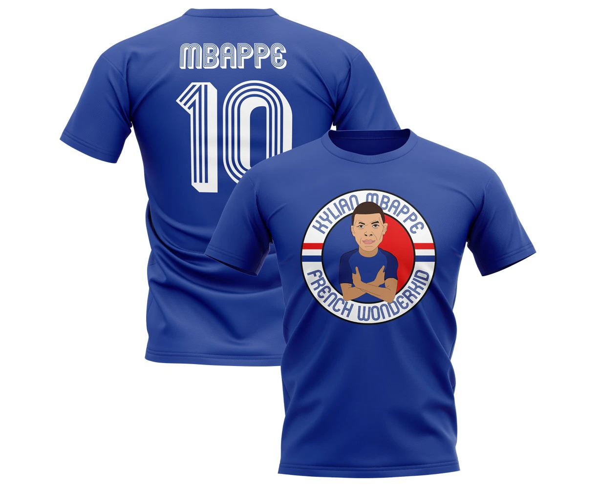 Kylian Mbappe France Illustration T-Shirt (Blue)